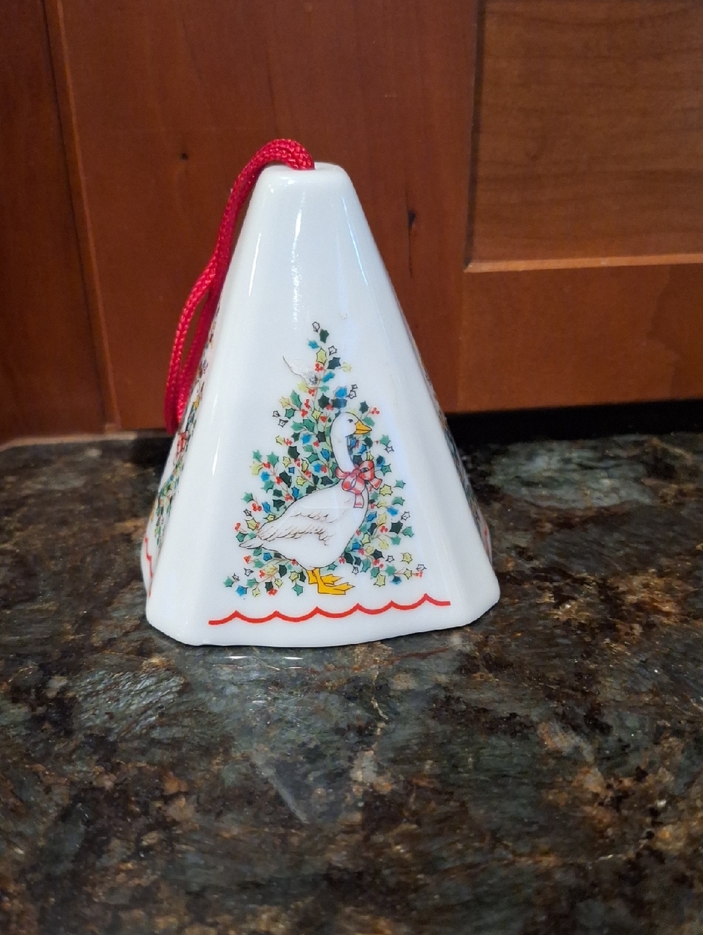 Vintage Jasco Christmas Goose Ceramic  Ornament in White and Red